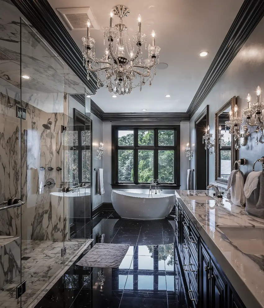 A Bathroom Decorated With Exodus White Granite