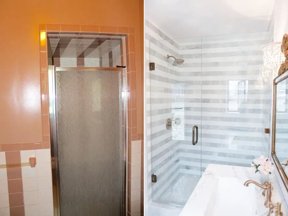 A Striped Marble Shower Makeover