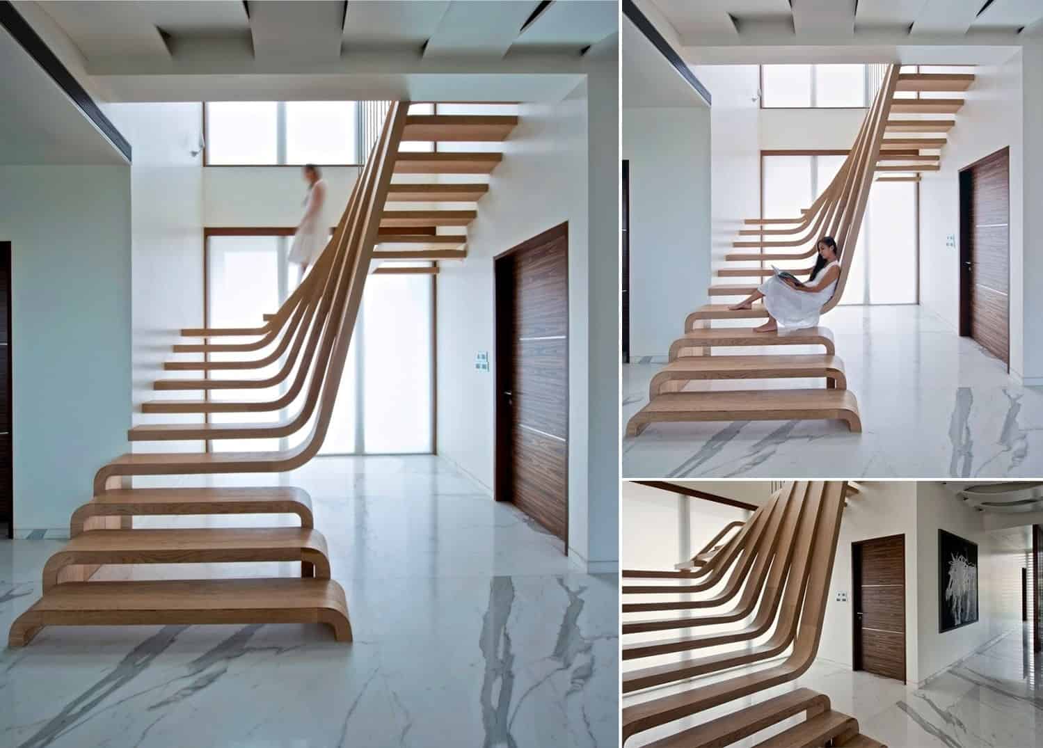 Waves of Wood Staircase