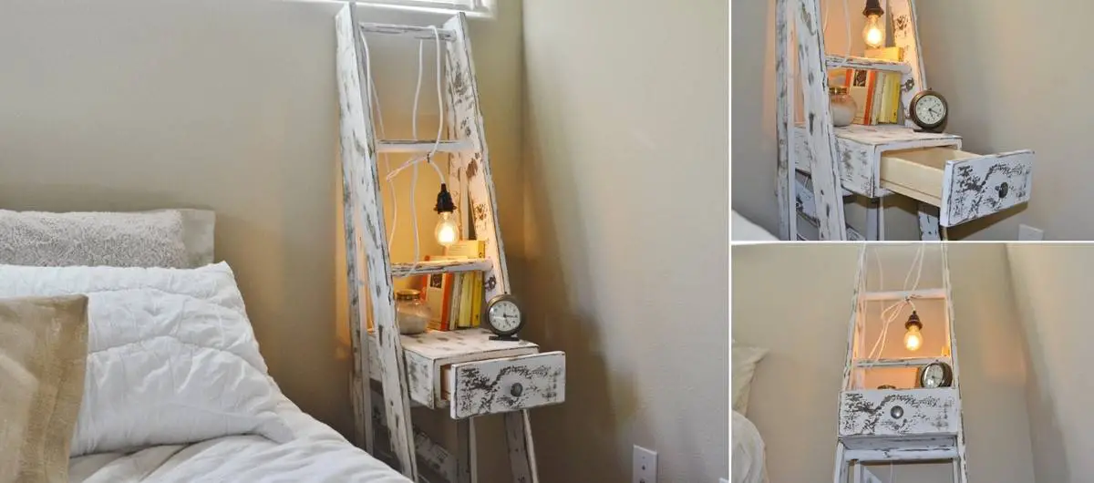 A Recycled Ladder Nightstand