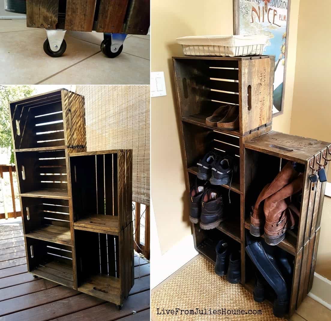 Crates For Shoe Storage, Wooden Crate Shoe Holder