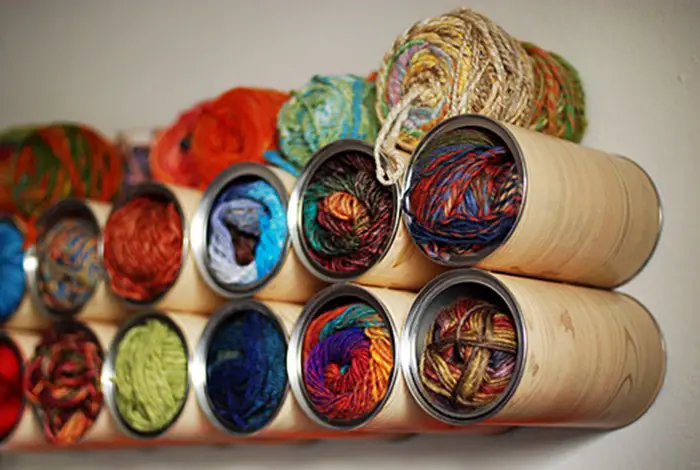 Tin Can Organizers yarn storage