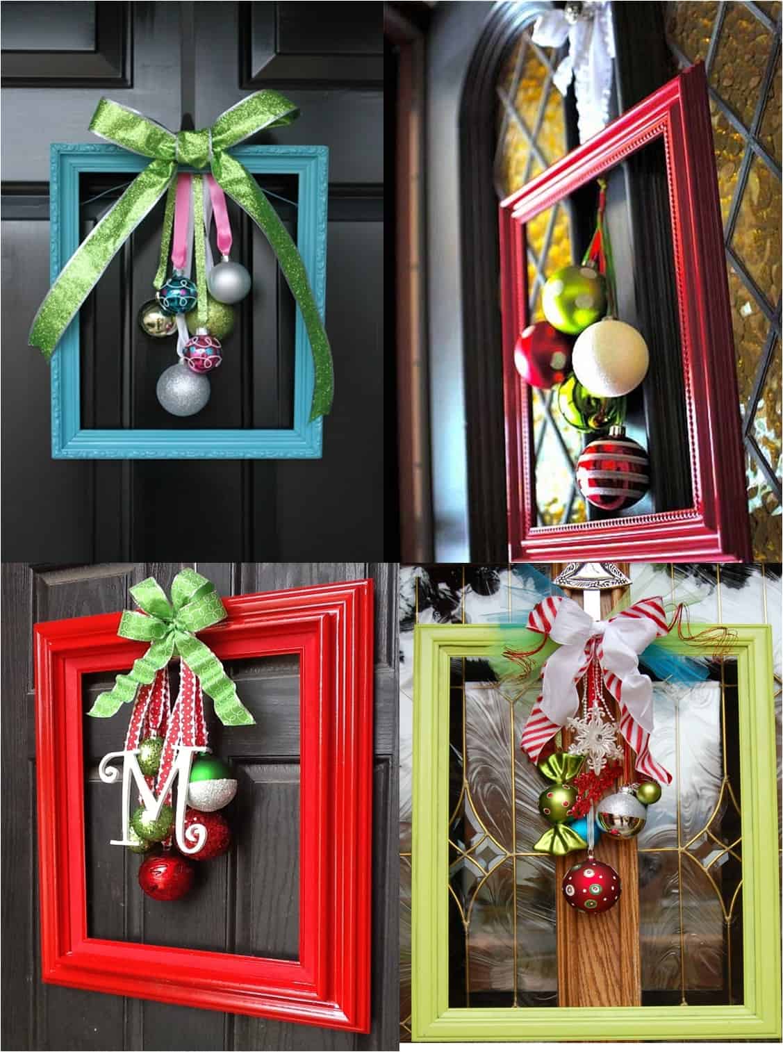 Repurposed Picture Frame Christmas Wreath Idea