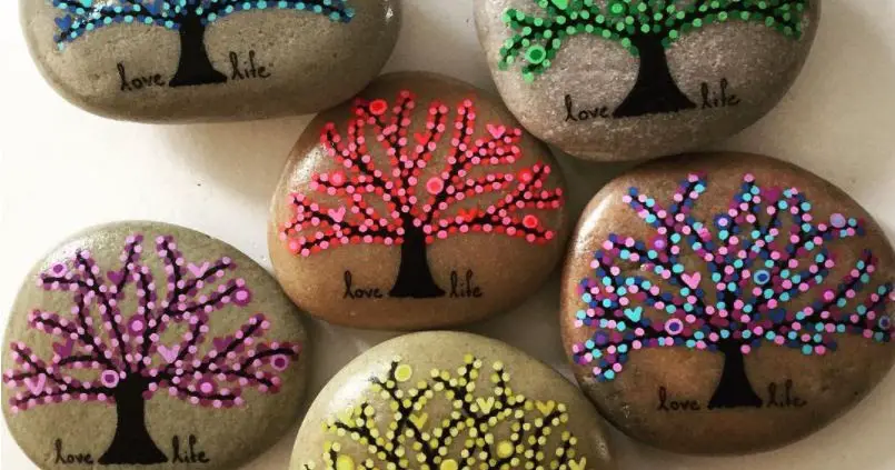 Dotted Christmas Painted Rock