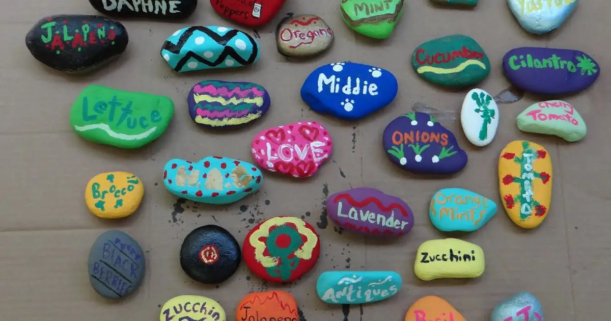 Simple Garden Markers Rock Painting