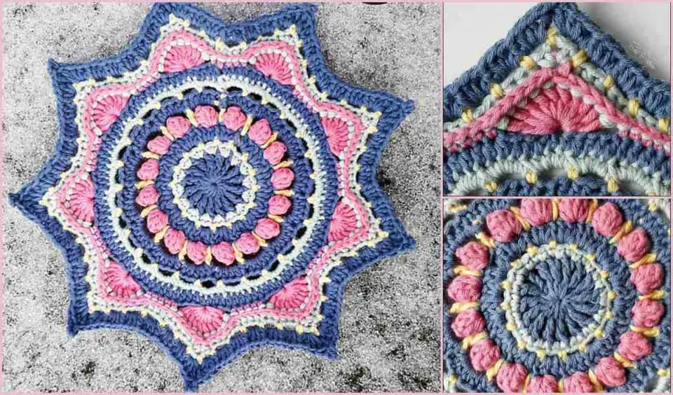 Crochet Mandala Rays Coaster
