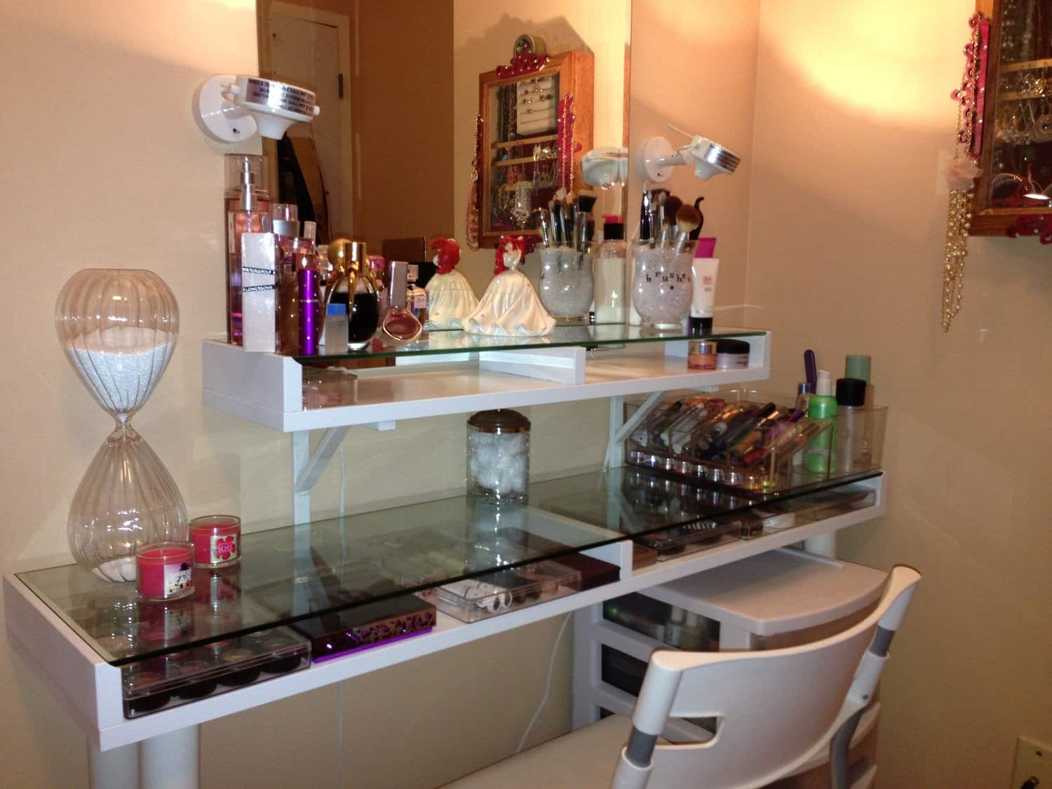 DIY Glass Top makeup Storage Table