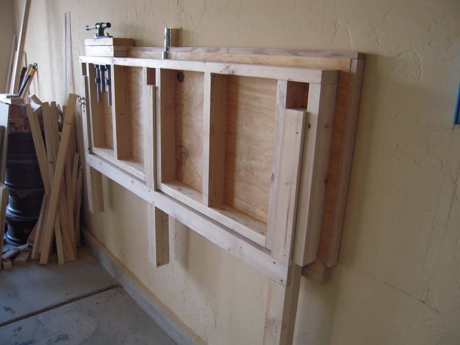 Fold-Up Garage Workbench Shelves
