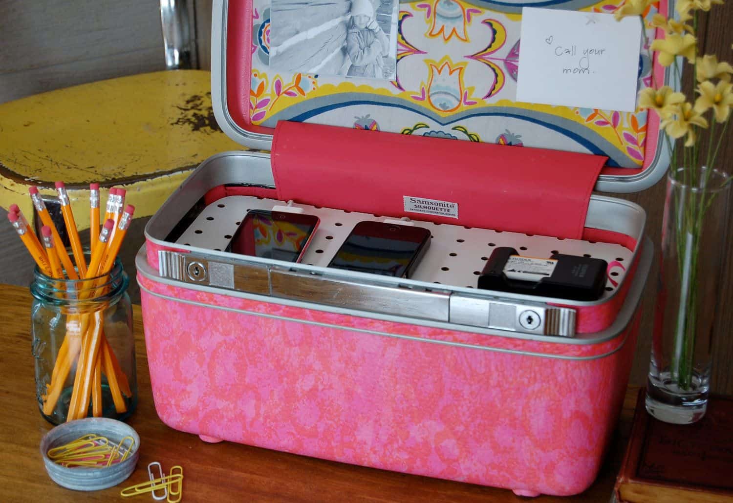 Vintage Suitcase Charging Station