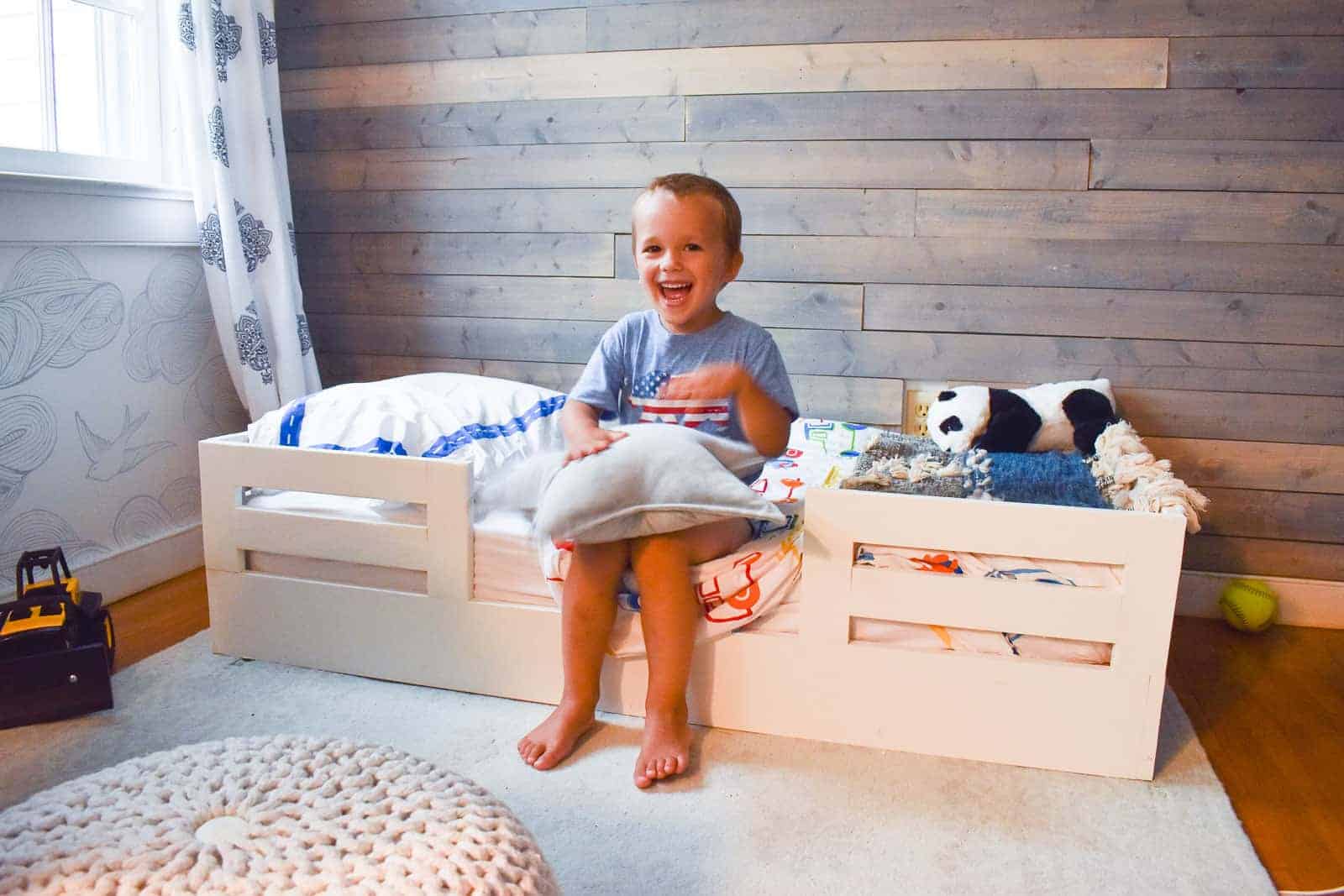 DIY Platform Toddler Bed With Bed Rails