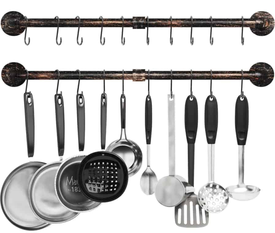 DIY Hanging Pot Rack with Pipes