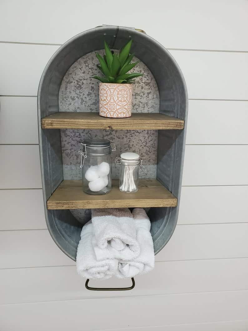 Simple wooden shelf for a Rustic Bathroom